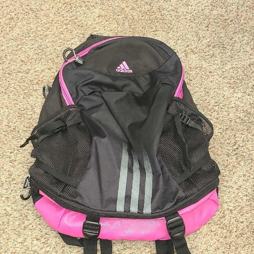 Adidas Black and Pink Sports Backpack